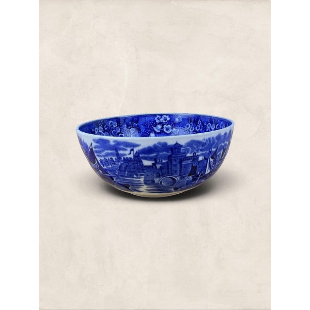 English Antique English W. H. Grindley Ferrara Blue & White Transferware Serving Bowl, Circa 1900 For Sale - Image 3 of 7