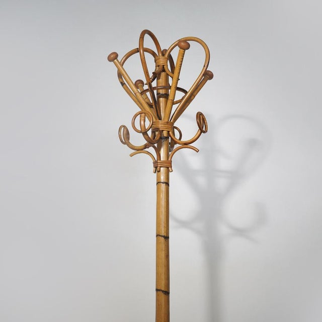 Floor Coat Stand in Rattan and Woven Wicker, 1960s. For Sale - Image 6 of 11