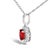 10K White Gold 5x3mm Red Garnet and Diamond Accent Halo Oval Shape 18" Pendant Necklace (I-J Color, I1-I2 Clarity) For Sale - Image 4 of 5