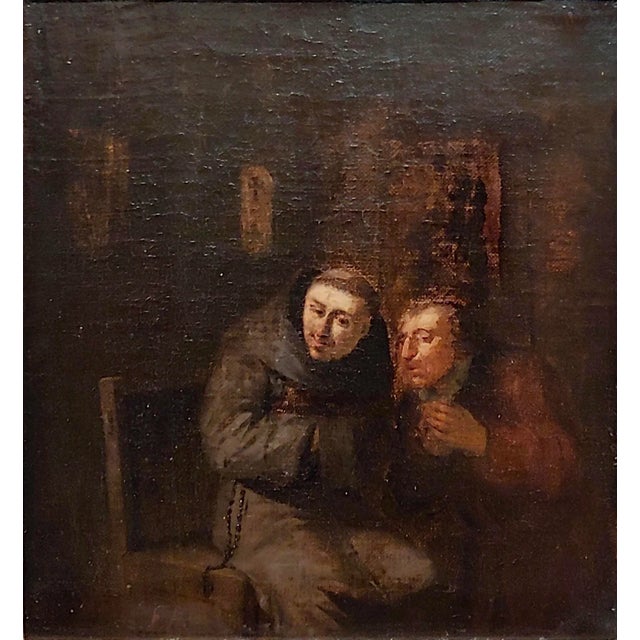 Egbert Van Heemskerck the Younger-Confession to a Monk-18th C. Oil Painting For Sale - Image 4 of 11