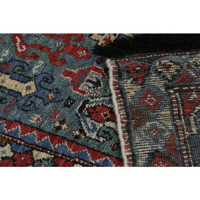 Textile Rug & Kilim’s Tribal Style Rug in Green, Blue & Red Geometric Patterns For Sale - Image 7 of 7