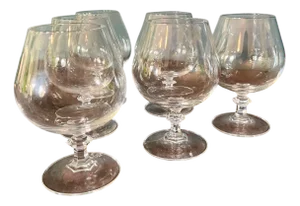 Vintage French Crystal Brandy Glasses, 1976, Set of 6