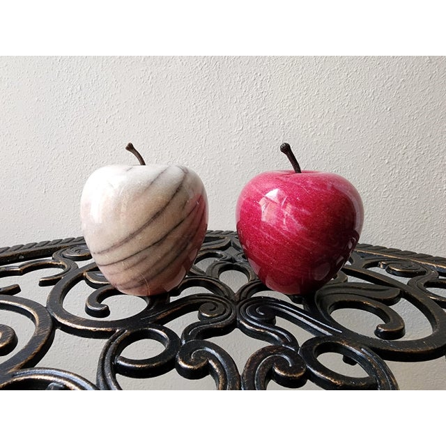 "Apples, apples", Handcrafted and polished to perfection. These two life-size marble apples complement each other...