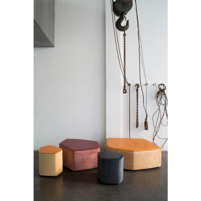 Contemporary Pouf! Leather Stools by Nestor Perkal, Set of 3 For Sale - Image 3 of 18