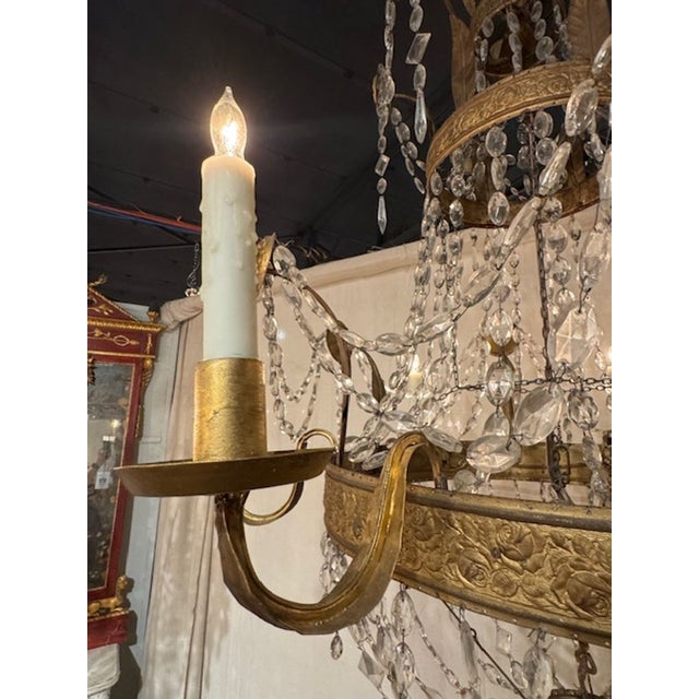 Italian Gilt Tole Basket Chandelier For Sale In Dallas - Image 6 of 6