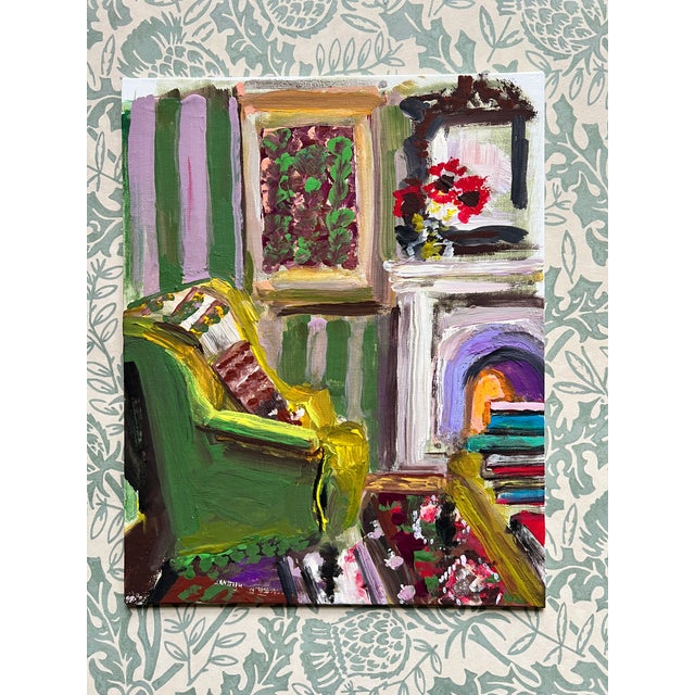 Interior Scene Original Painting "Fireside" by Shann Spishak For Sale In Seattle - Image 6 of 6