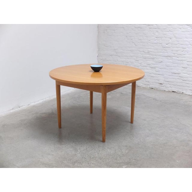 Round Extendable Dining Table in Oak by Van Den Berghe-Pauvers, 1970s For Sale - Image 16 of 16