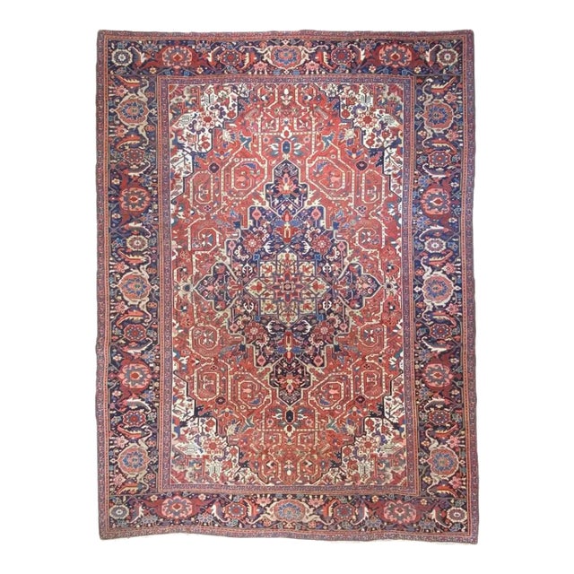 Collector's Piece Tribal Masterpiece Antique Persian Serapi Heriz Dream Rug 9.6 x 12.7 For Sale