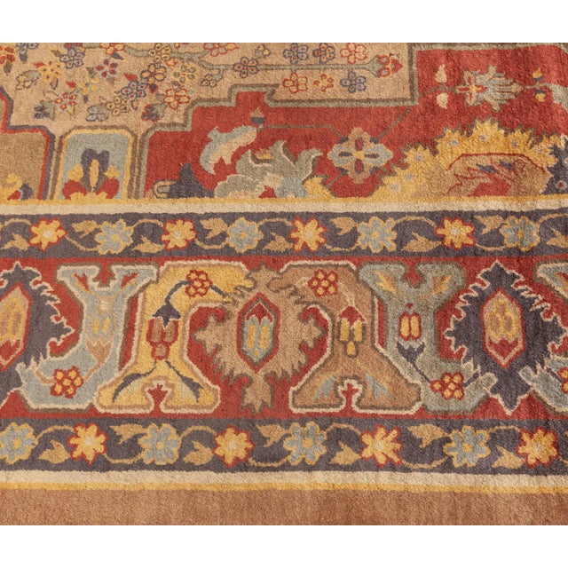 Early 20th Century Colorful Indian Handmade Wool Carpet For Sale In New York - Image 6 of 9