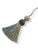 Handmade, vintage-style key tassel in bluestone color with a deep aqua/gray cut velvet ruche. A charming accessory for...