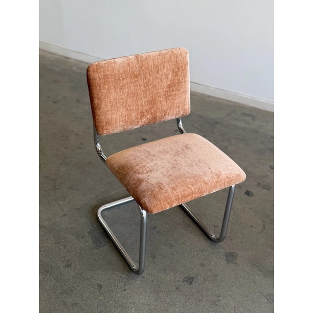 1970s 1970s Chrome Cantilevered Dining Chairs in Chenille For Sale - Image 5 of 10