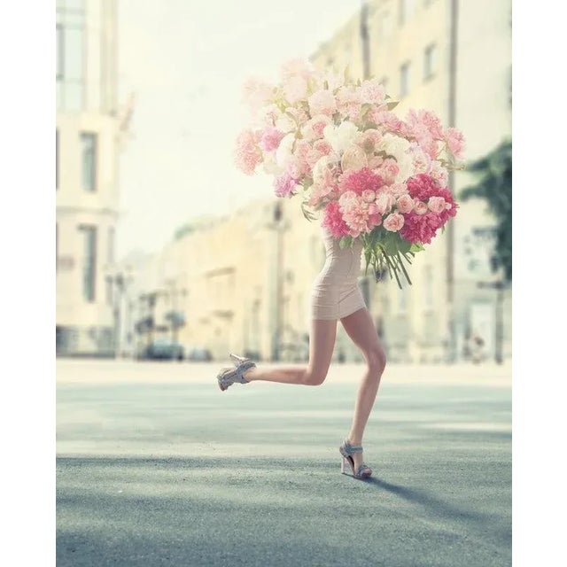 Vizerskaya, Running Women with Giant Bunch of Flowers, Photographic Paper, in Flawless conditions. Designed from 2000 This...