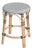 Tobias 18 in. Seat Height Round Rattan Dining Stool, White/Black Dot/ Natural Rattan Frame For Sale
