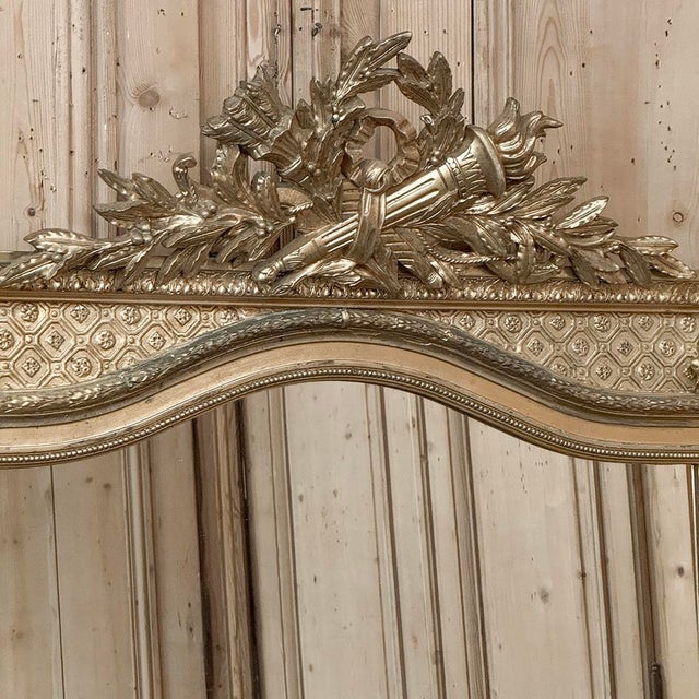 Wood 19th Century French Louis XVI Transitional Gilded Mirror For Sale - Image 7 of 16