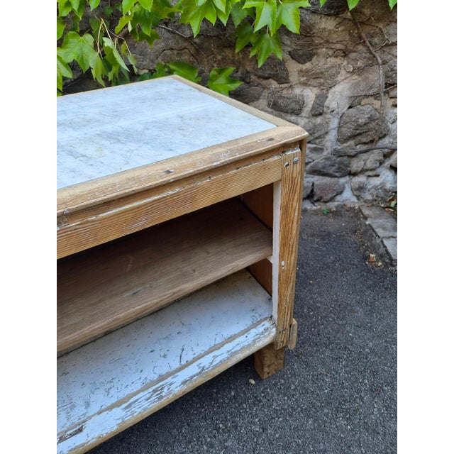 Antique French Patisserie Counter Kitchen Island with Marble Top, 1930 For Sale - Image 11 of 18