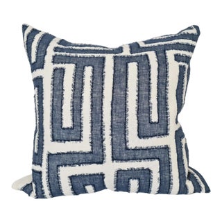 Azul Kuba Linen Pillow For Sale