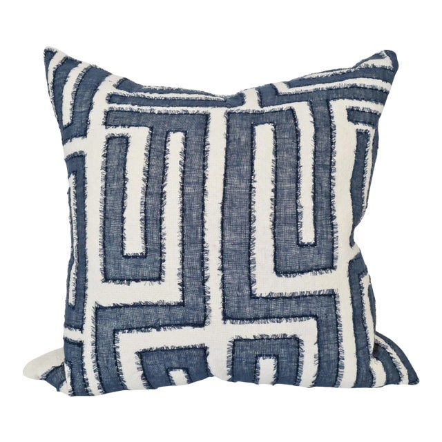 Azul Kuba Linen Pillow For Sale