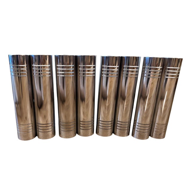 Mid 20th Century Four Italian Polished Chrome Cylindrical Wall Sconces For Sale - Image 4 of 8