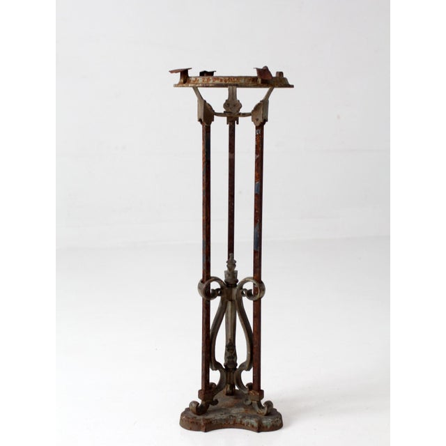 Victorian Antique Gothic Revival Iron Plant Stand For Sale - Image 3 of 13