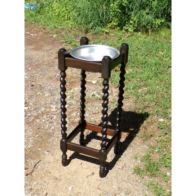 Brown Vintage Arts & Crafts Era Oak Barley Twist Plant Stand Cane Umbrella Stand For Sale - Image 8 of 15