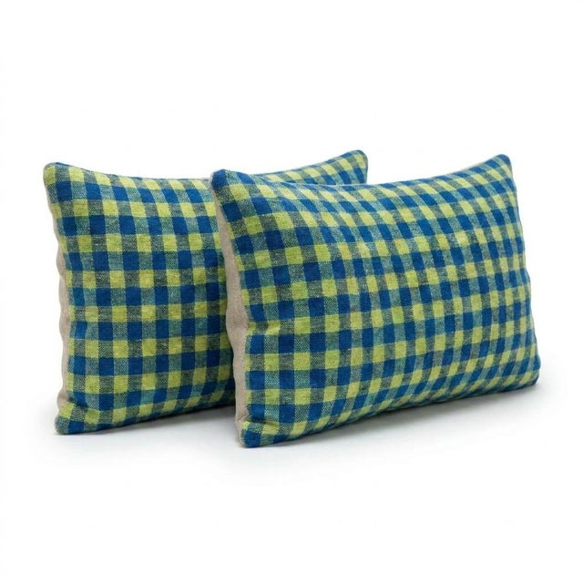 Mid-Century Modern Bohemian Turkish Kilim Lumbar Rug Pillow Cover 15'' X 24'' - Set of Two For Sale - Image 3 of 4