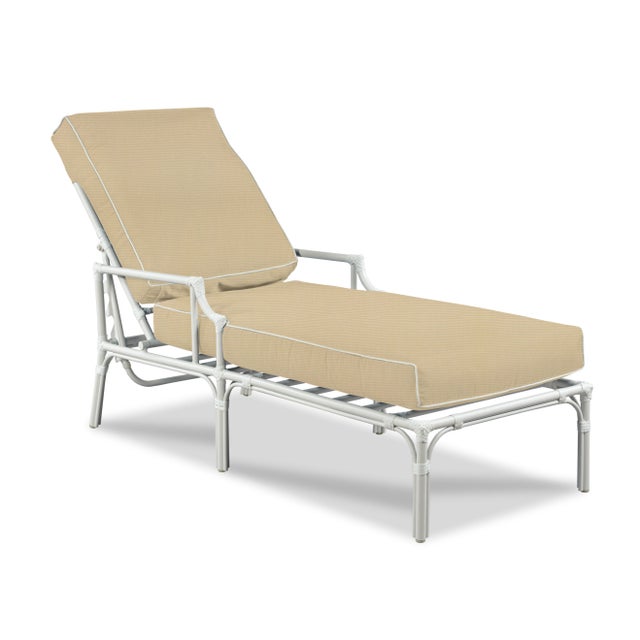 Traditional Haven Outdoor Chaise, Antique Beige and White For Sale - Image 3 of 3