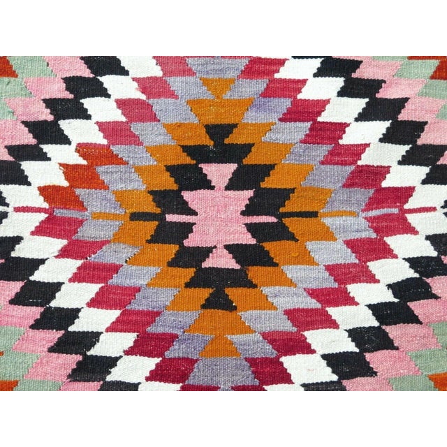 Orange 1960's Turkish Flatweave Rug - L 63"x105" For Sale - Image 8 of 12