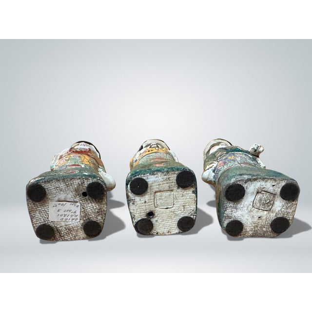 Early 20th Century Set of 3 Chinese Famille Rose Figures / Wise Men, 20th Century, Signed For Sale - Image 5 of 10