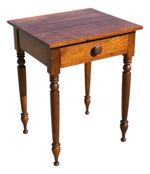 Early 19th Century Antique Pennsylvania Sheraton Walnut Single Drawer Side Table