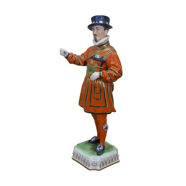 Antique Dresden Porcelain Yeoman of the Guard (Beefeater), manufactured by Carl Thieme. It depicts a Yeoman Warder in a...
