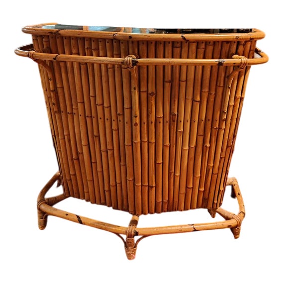 Vintage Bamboo Rattan Cocktail Bar, 1970s For Sale