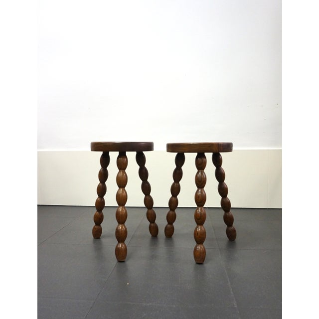 Vintage French Brutalist Stools, 1950s, Set of 2 For Sale - Image 3 of 7