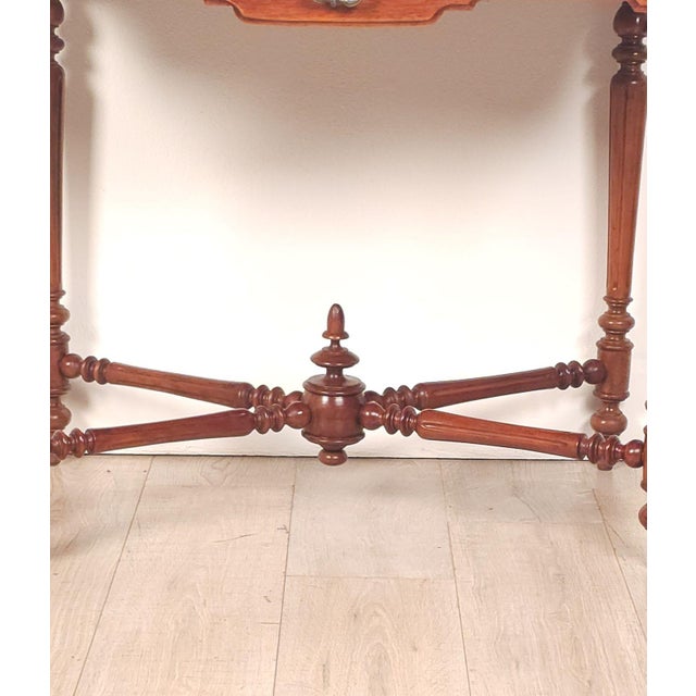 Brown French Walnut Belle Époque One-Drawer Small Table, Circa 1900 For Sale - Image 8 of 9