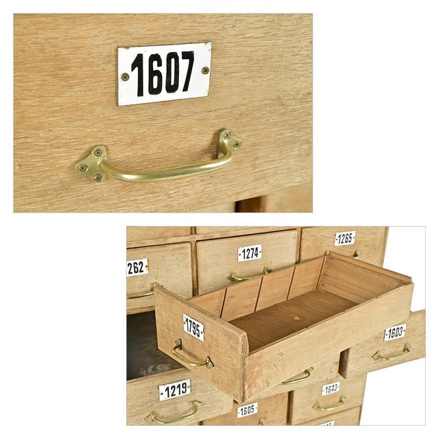 Wooden Workshop Cabinet with 21 Labeled Drawers For Sale - Image 5 of 7