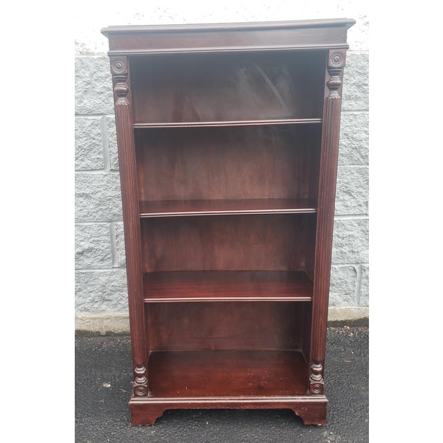 1940s Frankson Furniture Mahogany Chippendale 4Tier Narrow Bookcase