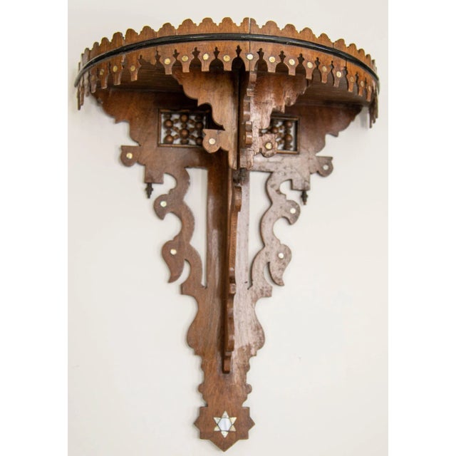 1920s Antique Moroccan Wall Bracket Inlaid with Shell inlay Moorish Wall Shelf. Handcrafted wall sconce with intricate...
