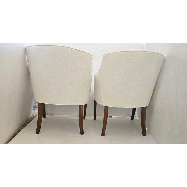 Linen Newly Upholstered 1940s Tailored French Club Lounge Chairs -a Pair For Sale - Image 8 of 9