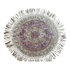 Antique Handmade Embroidered Round Tablecloth