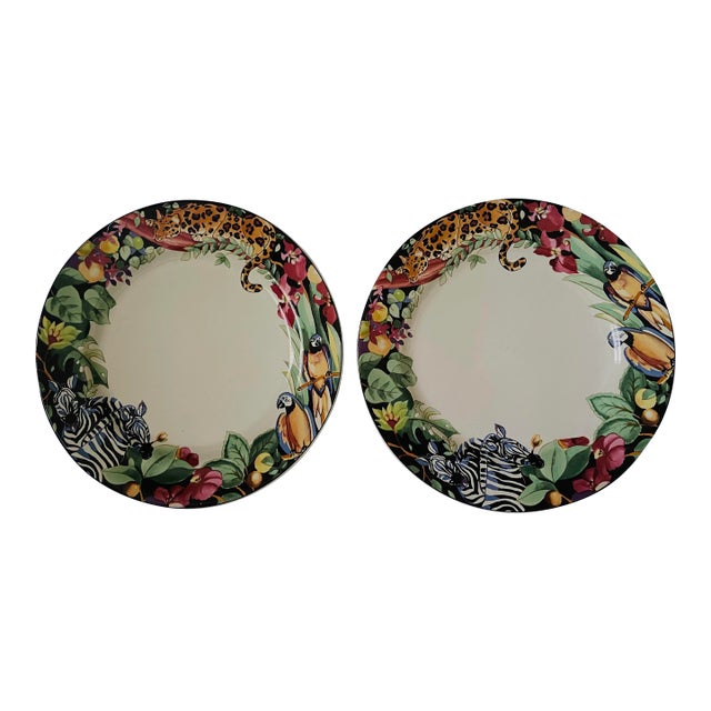 1990’s Vitro Master “Rainforest” Animal Decorative Plates - A Pair For Sale