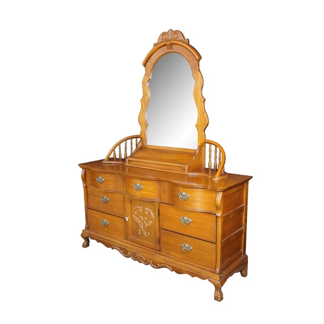 Vintage Lexington Furniture triple dresser / chest of drawers with spindle mirror, from the Victorian Sampler Collection....
