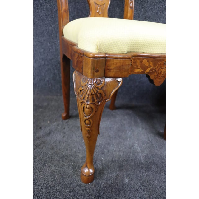 Brown Late 20th Century Walnut Inlaid Queen Anne Style Side Chairs- a Pair For Sale - Image 8 of 13