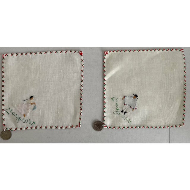 Mid 20th Century Set of 4 South American Embroidered Cocktail Napkins For Sale - Image 5 of 7