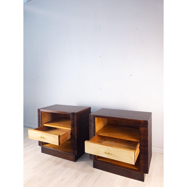 Art Deco Italian Nightstands in Parchment attributed to Osvaldo Borsani, 1940s, Set of 2 For Sale - Image 16 of 18