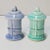 1950s 1950s Teal and Periwinkle Ceramic Lantern Salt & Pepper Shakers For Sale - Image 5 of 6