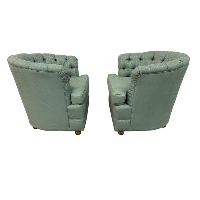 Mid-Century Modern Mid-Century Modern Tufted Barrel Back Club Chairs - Set of 2 For Sale - Image 3 of 7