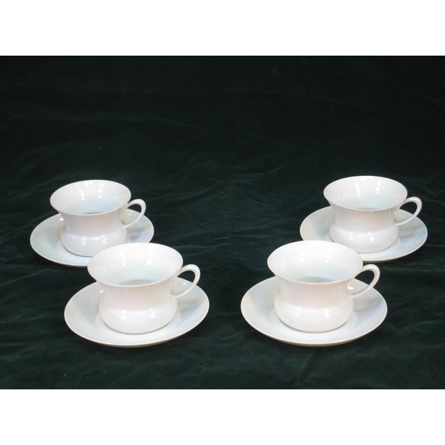 1930s Art Deco Demitasse / Tea, Lunch Set 4 Place Setting, White Porcelain p.a.l.t. Czecho-Slovakia For Sale - Image 12 of 18