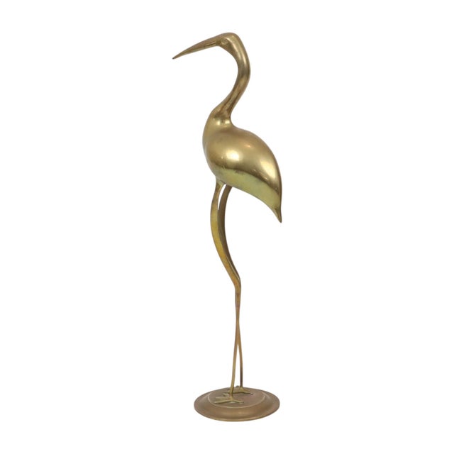 Mid-Century Modern Large Hollywood Regency Brass Crane Bird, 1970s For Sale - Image 3 of 16