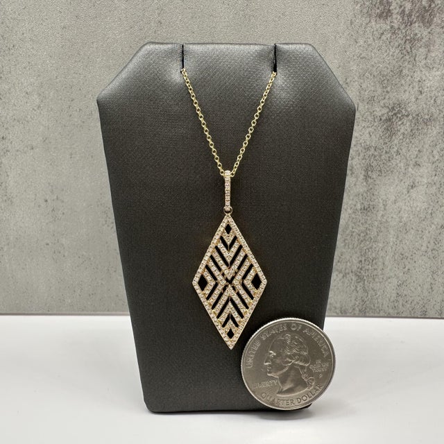 Early 21st Century Designer Effy Diamond Geometric Pendant Necklace 14kt Gold 0.62ctw NWT For Sale - Image 5 of 6