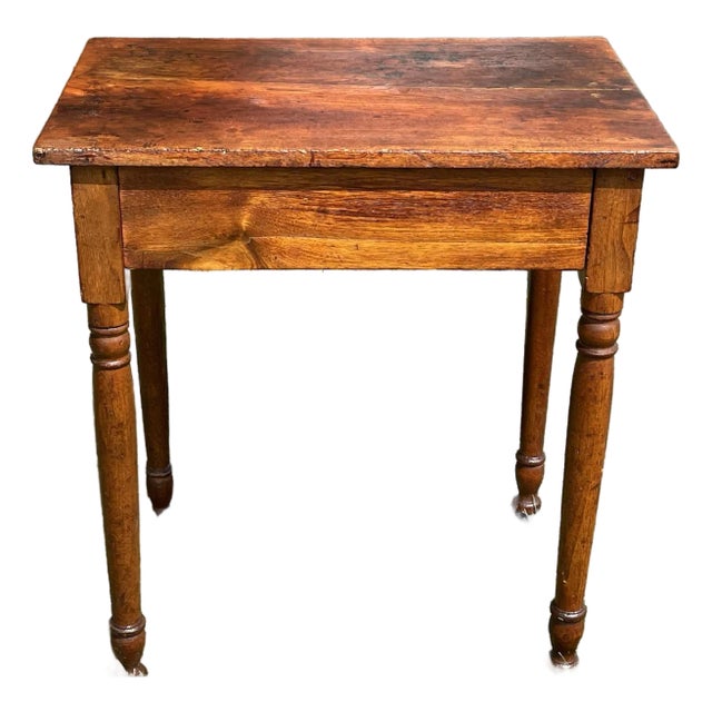 Early 1800's Primitive Side Table With One Drawer, Square Nails For Sale