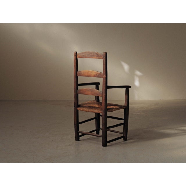 19th Century Folk French Armchair in Wood and Rush, 1890s For Sale - Image 16 of 17